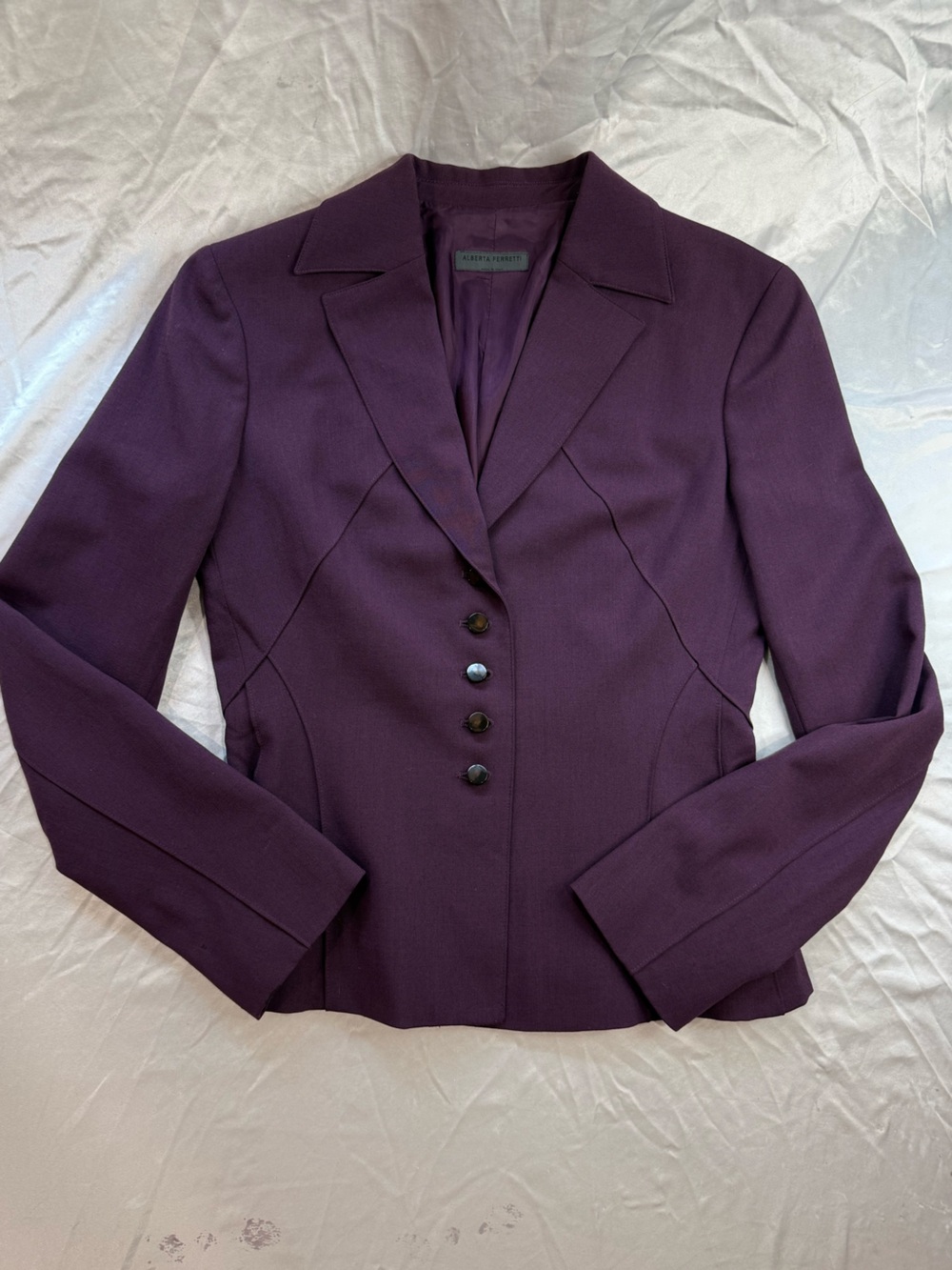 Alberta Ferretti Plum Tailored Midi Dress with Jacket Size 10